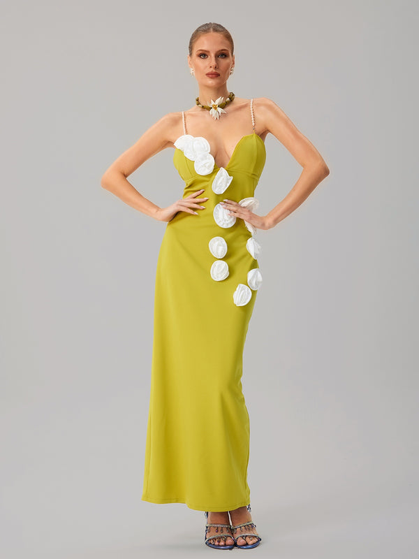 Junctiona Spaghetti Flower Maxi Dress