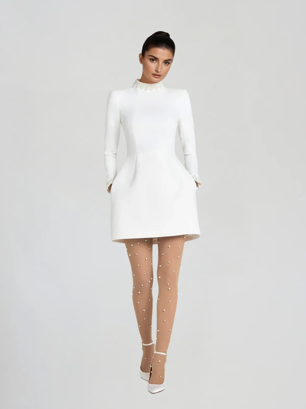 Kaimana Long Sleeve Pearl Mini Dress