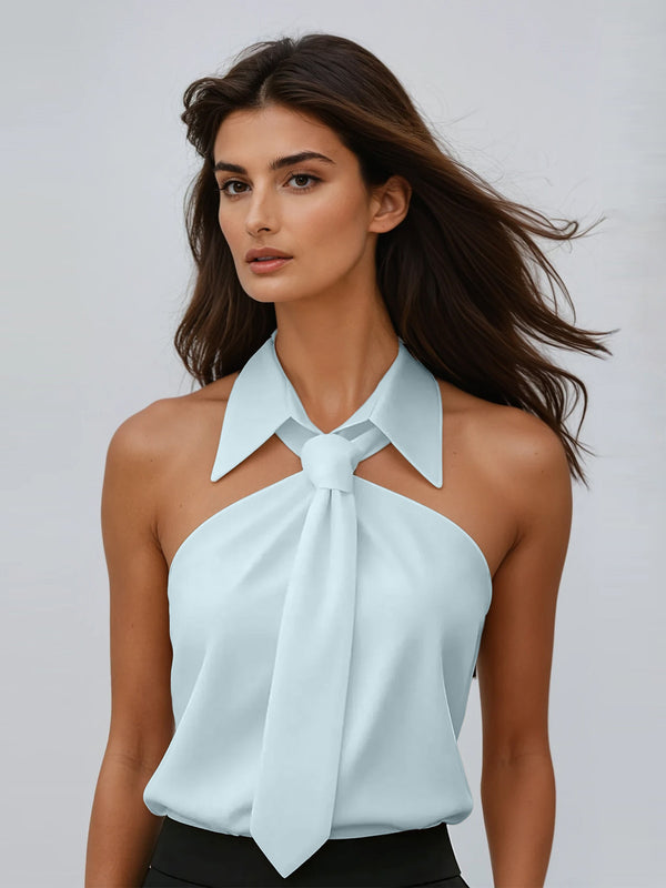 Kaldi Folded Collar Tie Shirt In Green