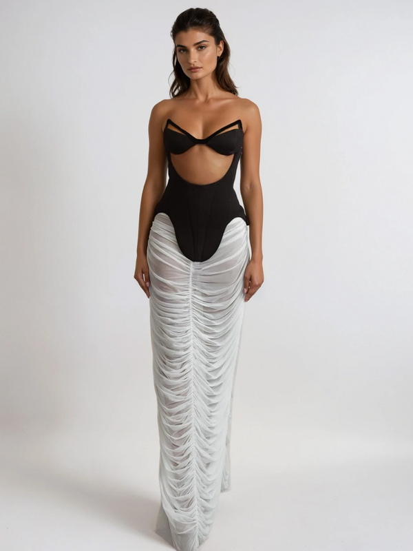 Kalena Strapless Cutout Ruched Maxi Dress