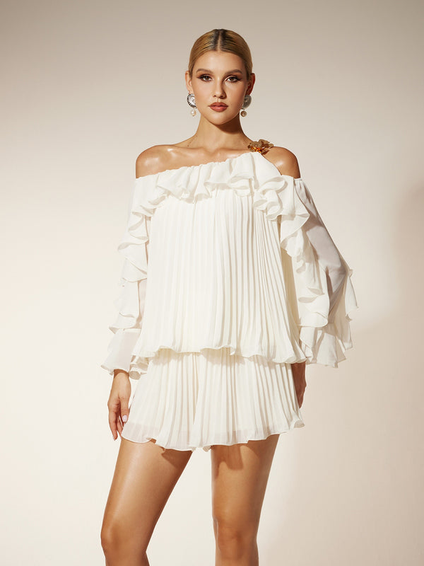 Kaniel Ruffle Pleated Skirt Set