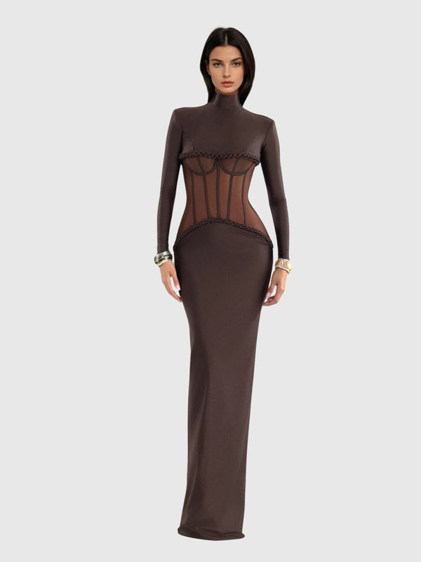 Karasi Long Sleeve Corset Maxi Dress