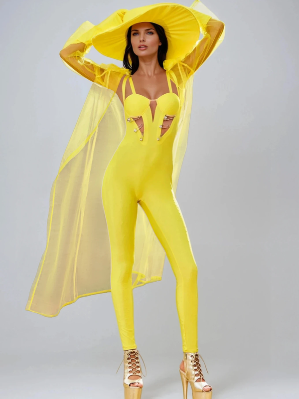 Karlyn Cutout Cape Jumpsuit Set