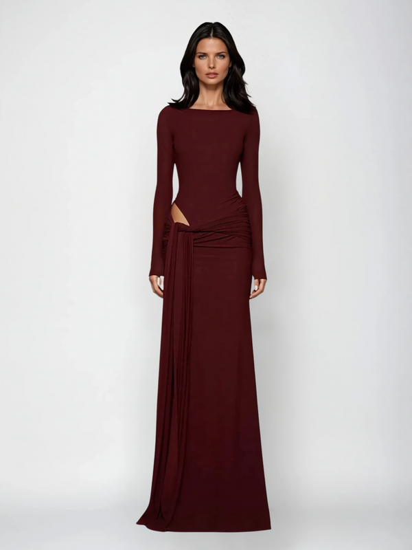 Kashton Long Sleeve Tie Up Maxi Dress