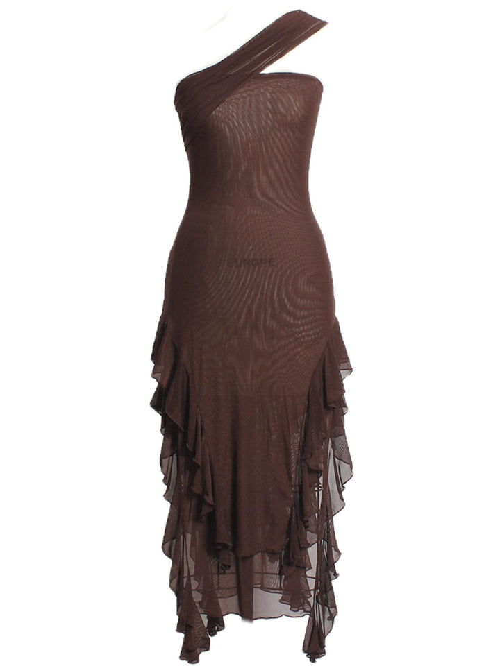 Kassiani Asymmetric See Through Ruffle Dress - Mew Mews