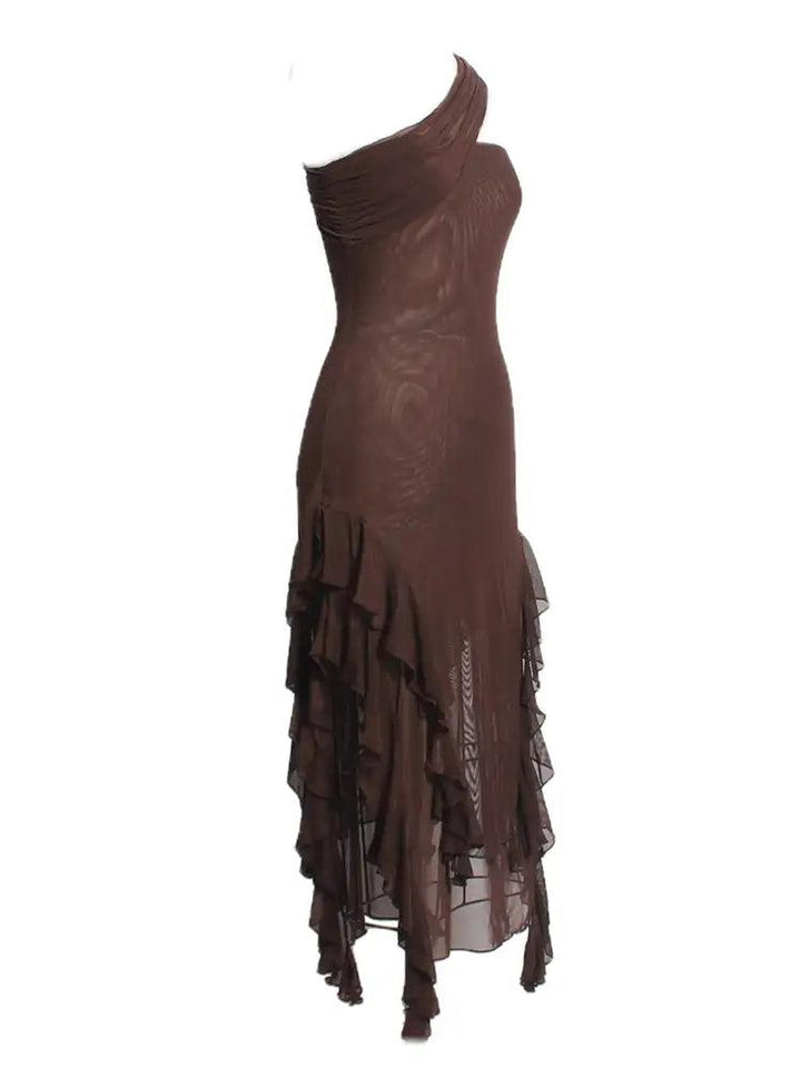 Kassiani Asymmetric See Through Ruffle Dress - Mew Mews