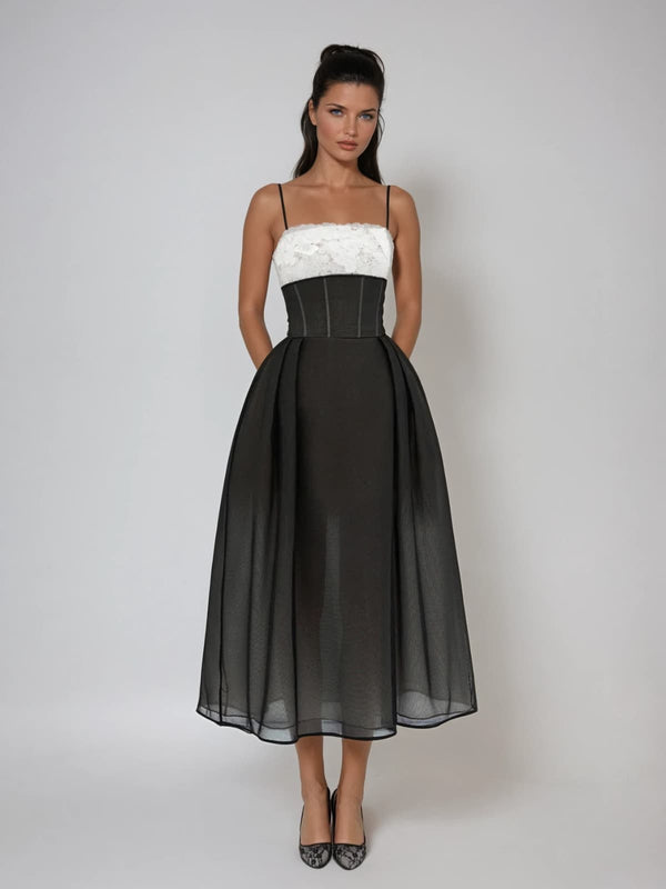 Katara Spaghetti Lace Midi Dress