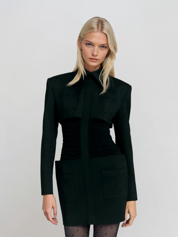 Kibbleon Long Sleeve Ruched Mini Dress