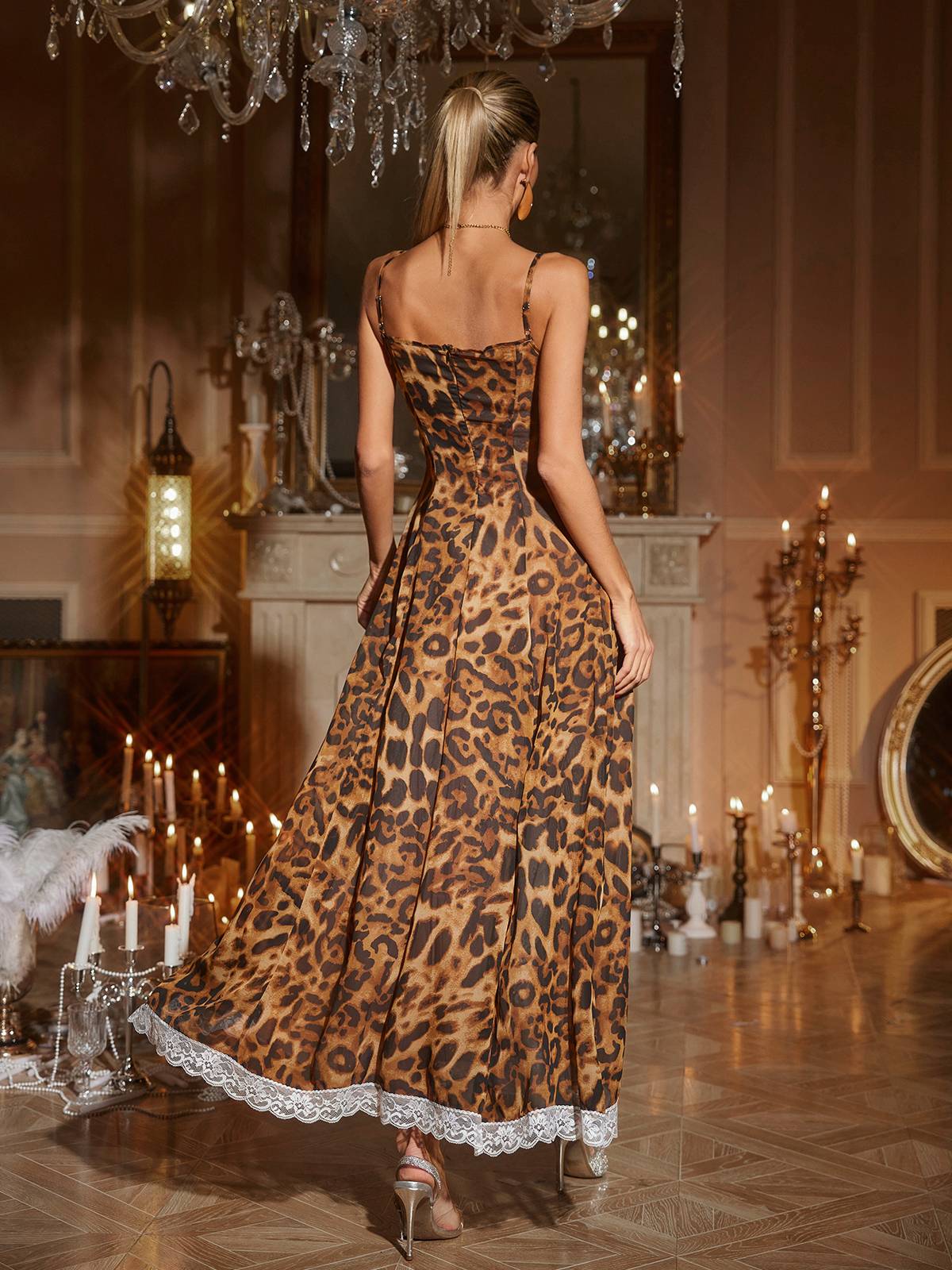 Kiran Leopard Lace Split Maxi Dress Mew Mews Kiran Leopard Lace Split Maxi Dress Mew Mews