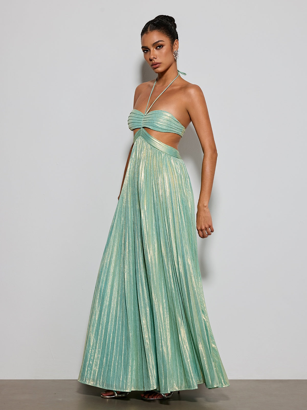 trixie cutout pleated maxi dress Mew Mews Koryxin Metallic In Teal Toast the milestone Color:Bahama Blue/Gold Anewsta Women's Elegant Lace Wishlist