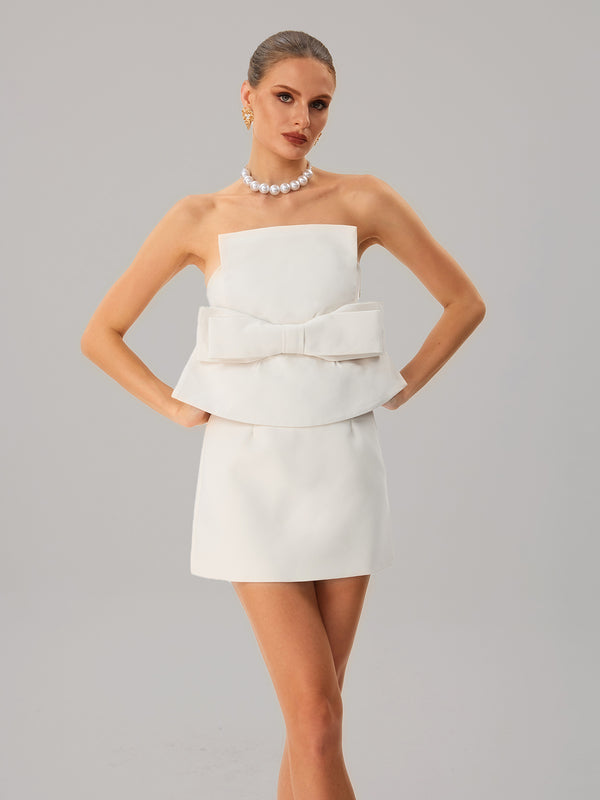 Krystallon Strapless Bow Mini Dress