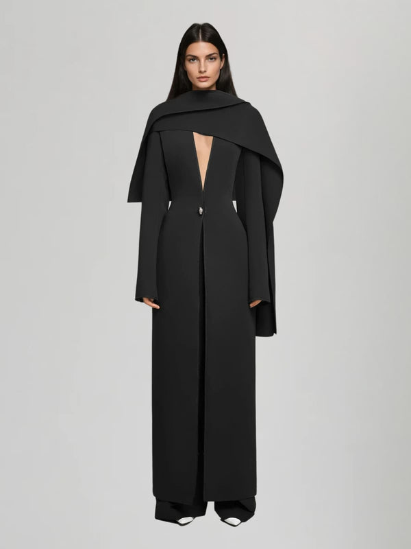 Kuiperon Cape Detail Coat In Black