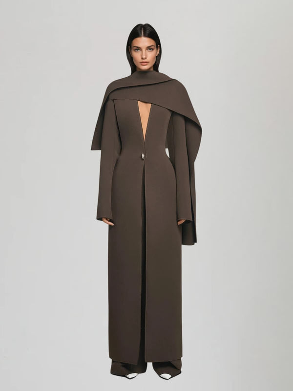 Kuiperon Cape Detail Coat In Brown