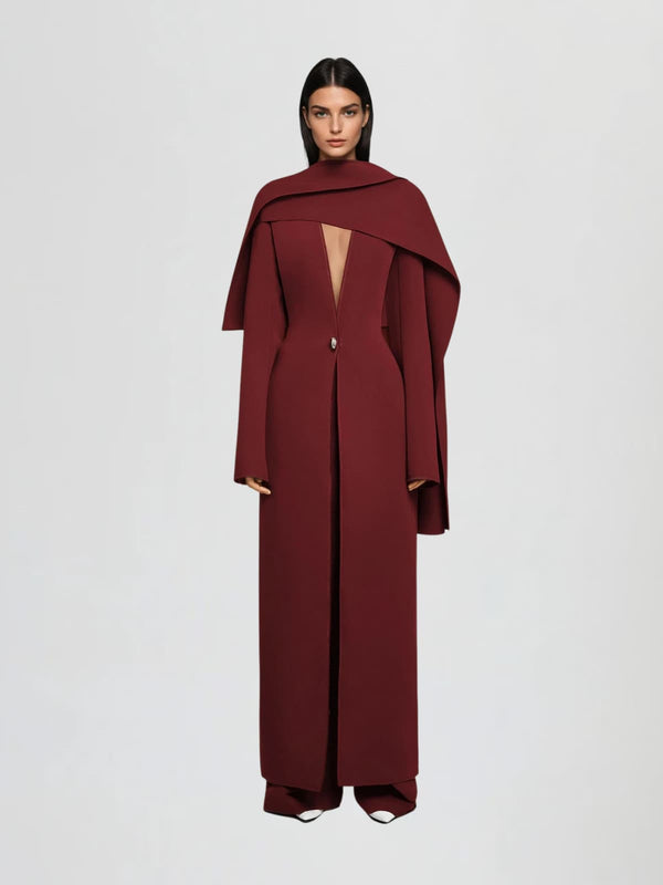 Kuiperon Cape Detail Coat In Red