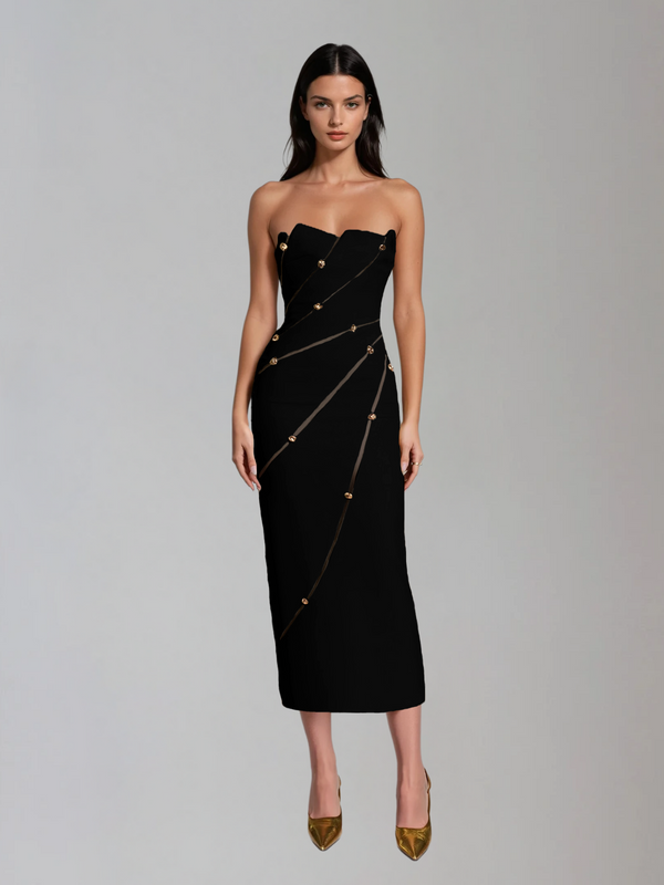 Laethar Strapless Maxi Dress In Black
