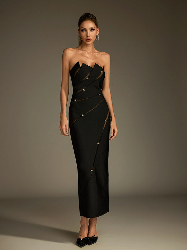 Laethar Strapless Maxi Dress In Black