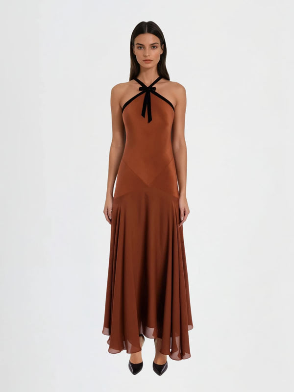 Laraine Halterneck Bow Maxi Dress
