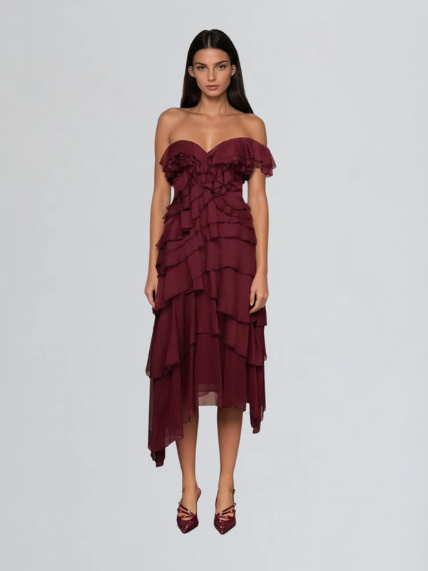 Laran Ruffle Tiered Midi Dress