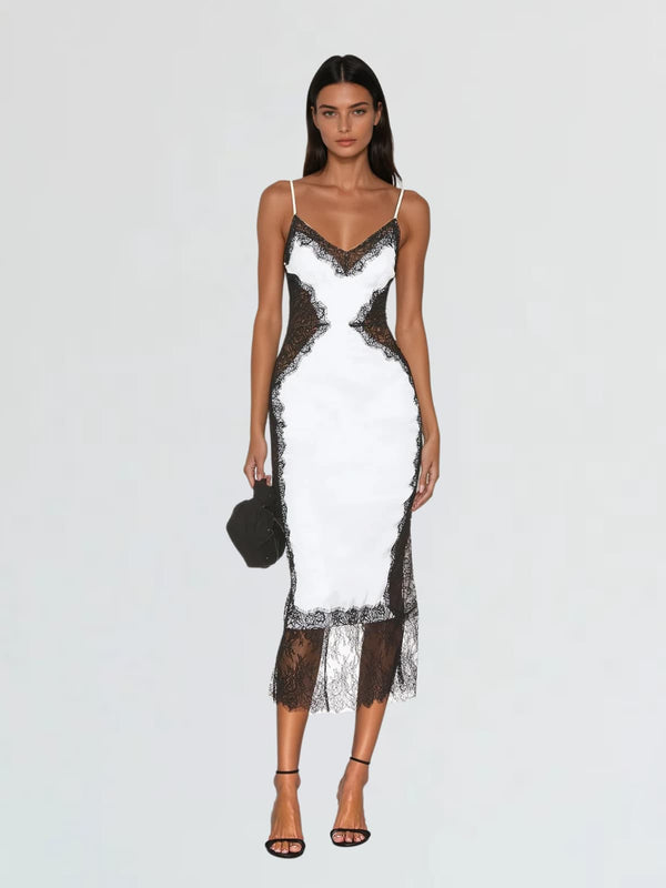 Latham Spaghetti Lace Midi Dress