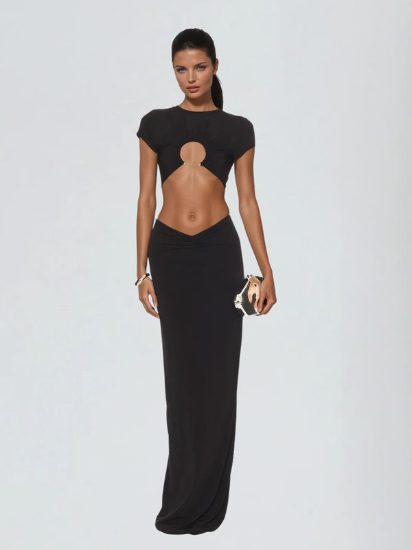 Lathrop Ruched Cutout Maxi Dress