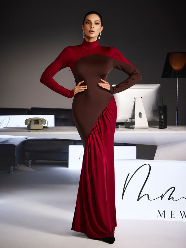 Laurice High Neck Maxi Dress In Wine