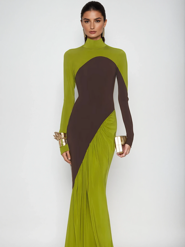 Laurice High Neck Maxi Dress In Green