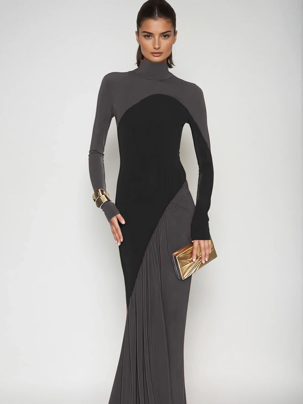 Laurice High Neck Maxi Dress In Coffee