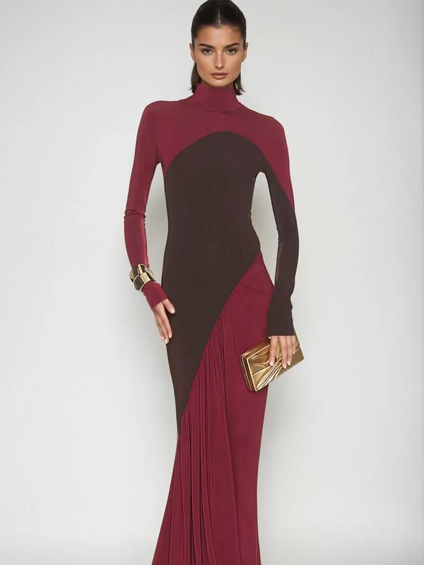 Laurice High Neck Maxi Dress In Wine