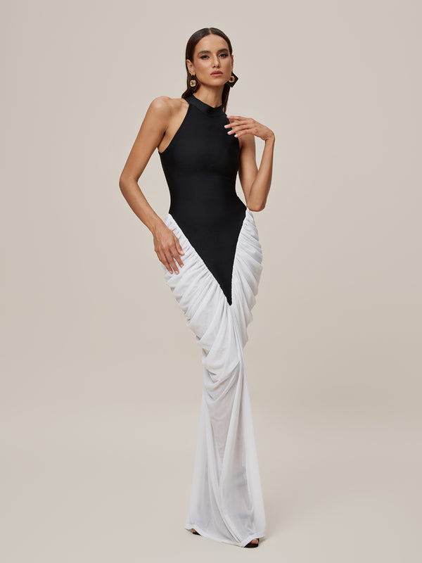 Lenore Sleeveless Ruched Bandage Maxi Dress
