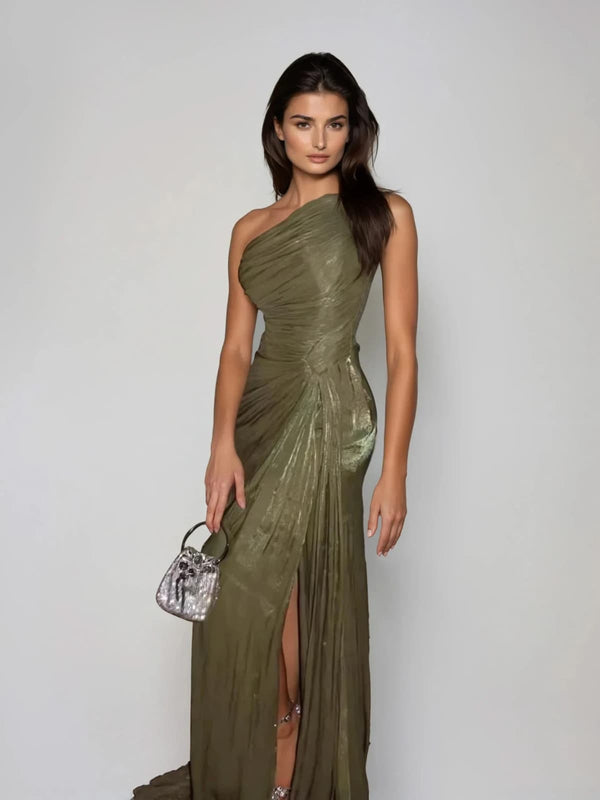 Lensoid Ruched Split Maxi Dress