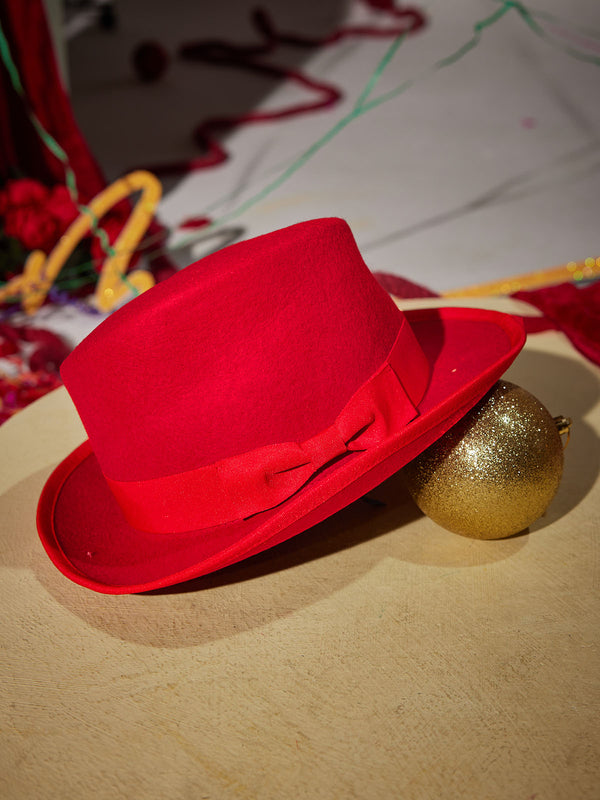 Leobal Bow Felt Hat In Red