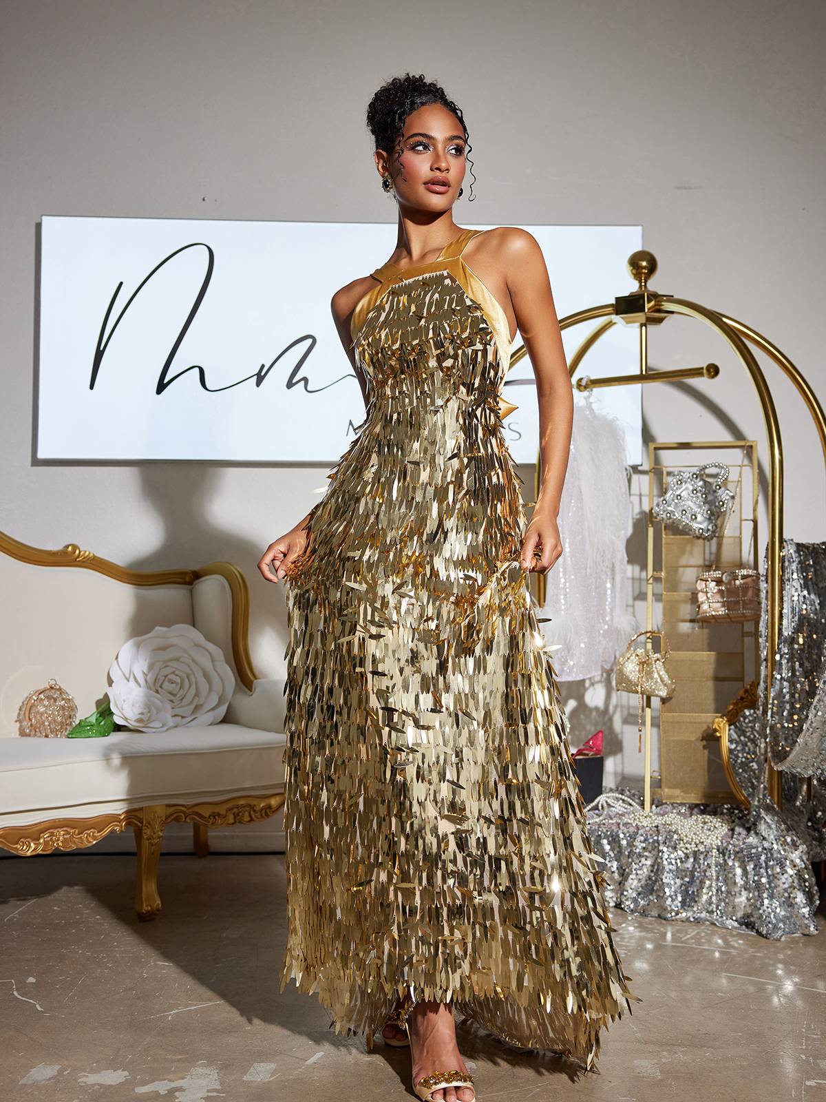 Leosan Bow Sequin Maxi Dress – Mew Mews