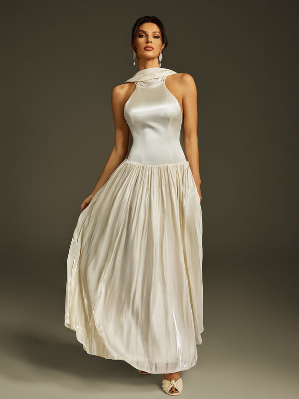 Litzy Halterneck Ruched Maxi Dress