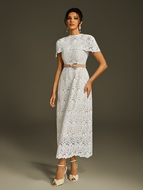 Liubov Cape Embroidered Midi Dress