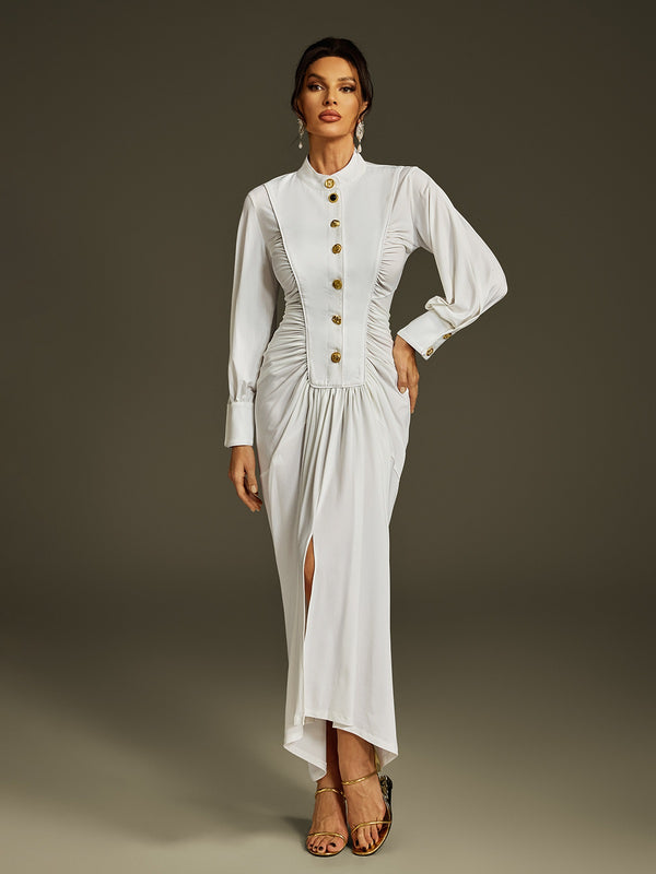 Liviu Long Sleeve Ruched Midi Dress