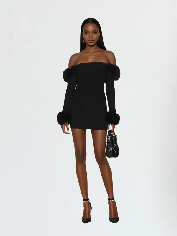 Loan Off Shoulder Knitted Mini Dress