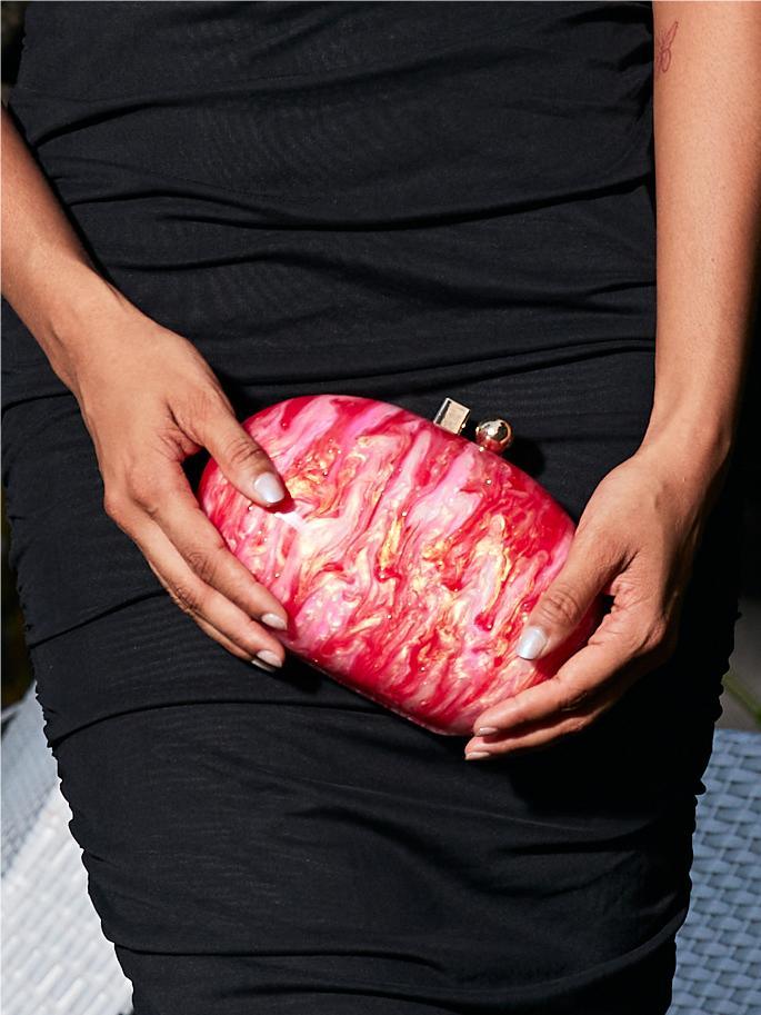 Lonea Pearlescent Acrylic Clutch In Pink - Mew Mews