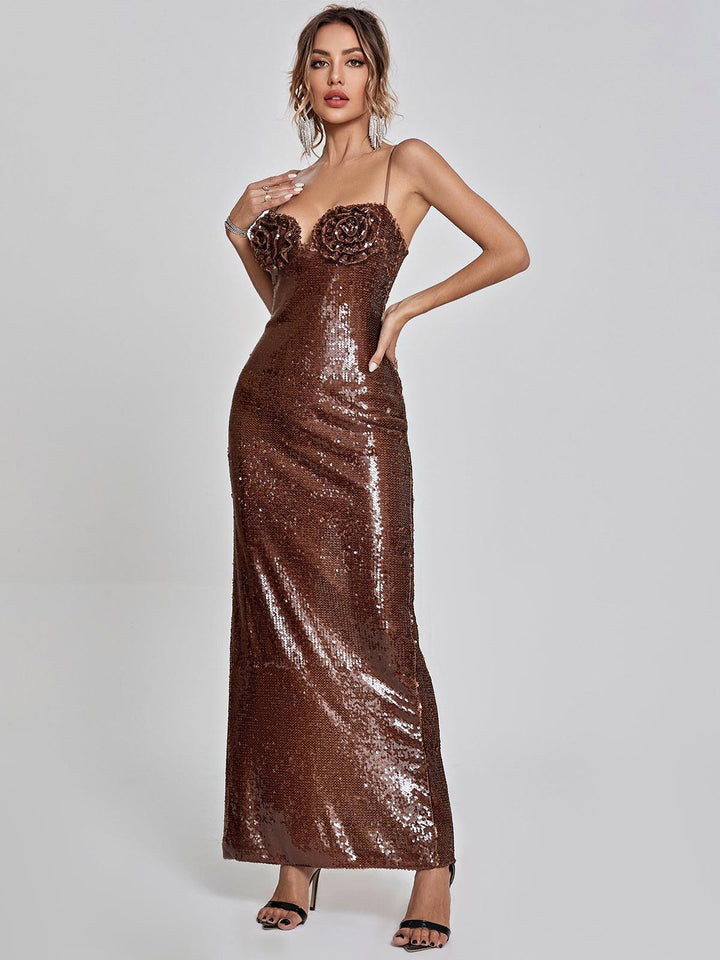 Lorelei Brown Sequin Dress - Mew Mews