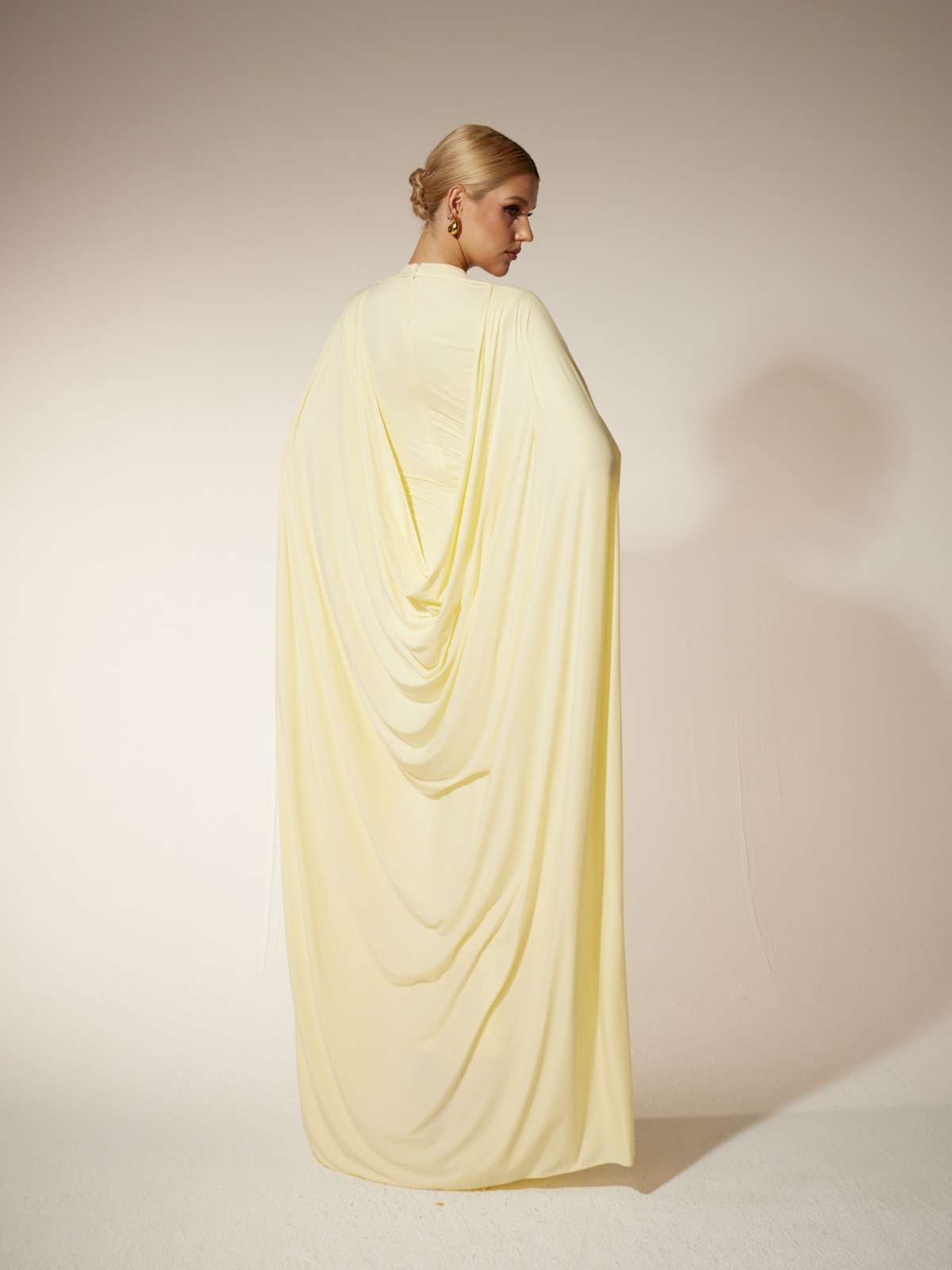 slim fit dress slacks Louriz Shawl Maxi Dress In Yellow – Mew Mews
