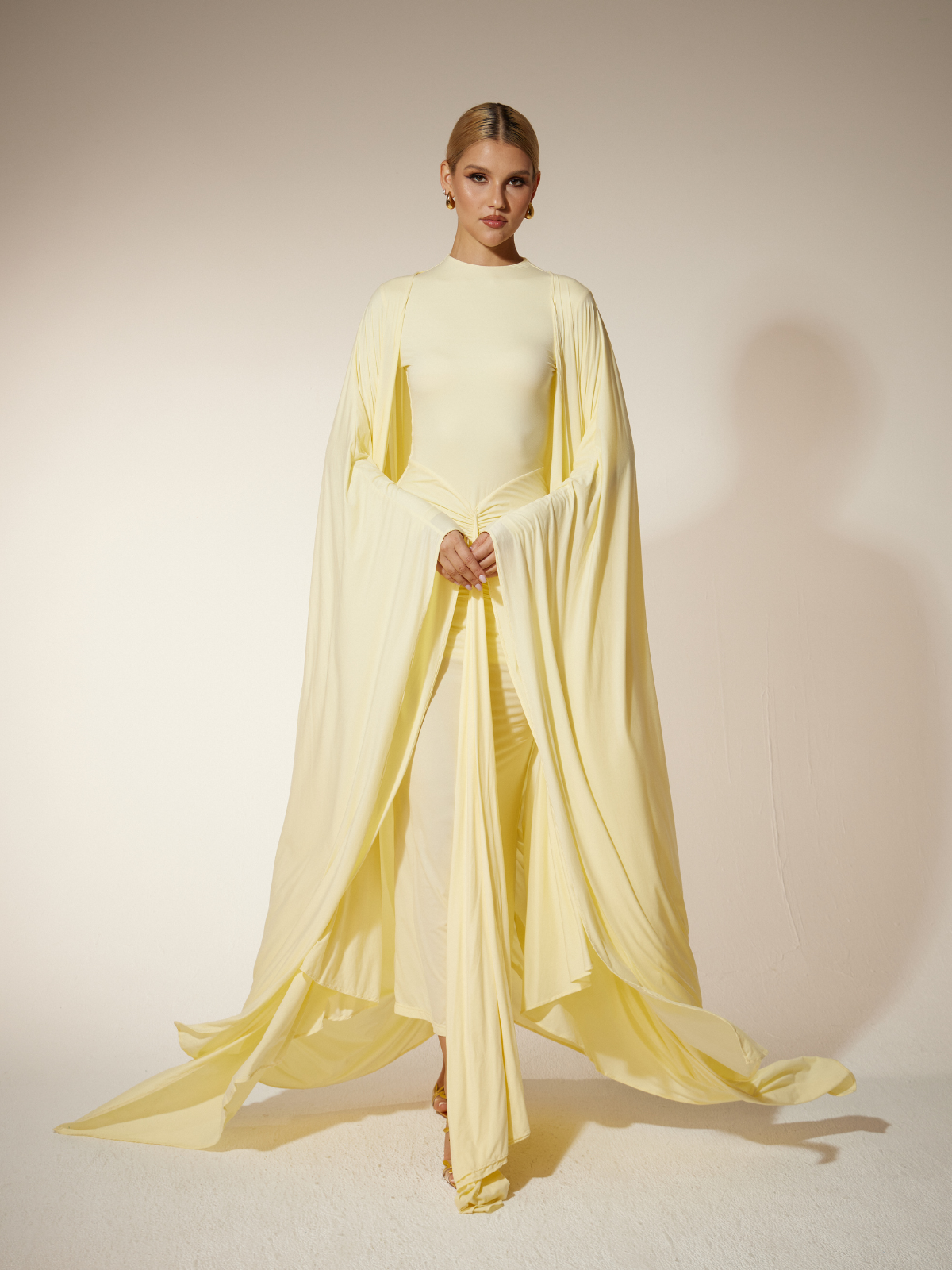 Louriz Shawl Maxi Dress In Yellow  Mew Mews