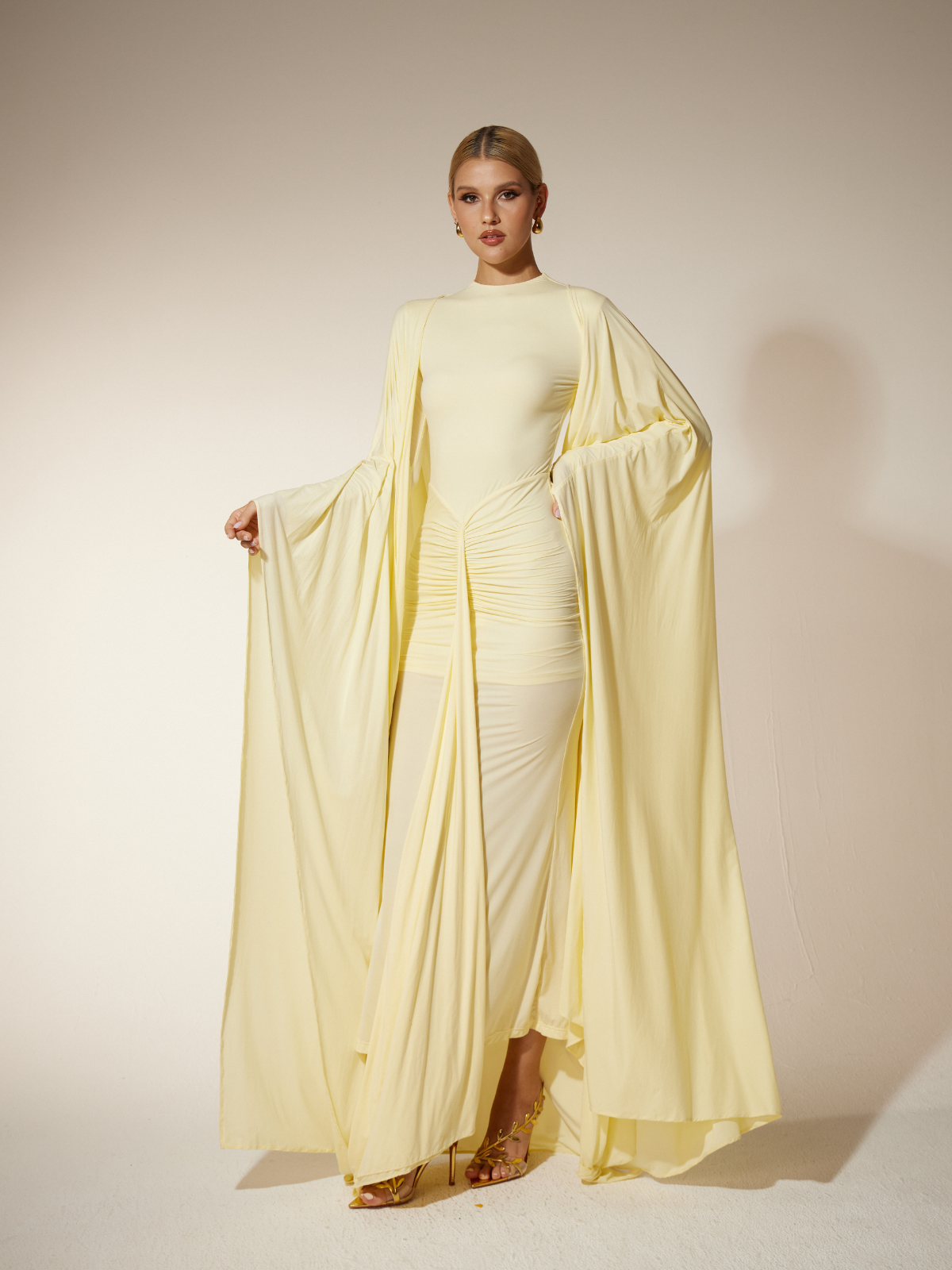 Louriz Shawl Maxi Dress In Yellow  Mew Mews
