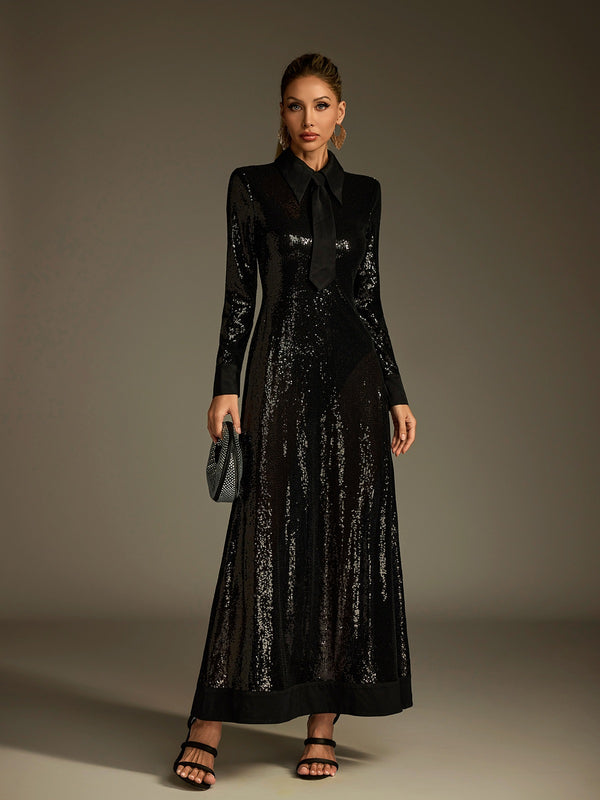 Lucera Collar Sequin Maxi Dress