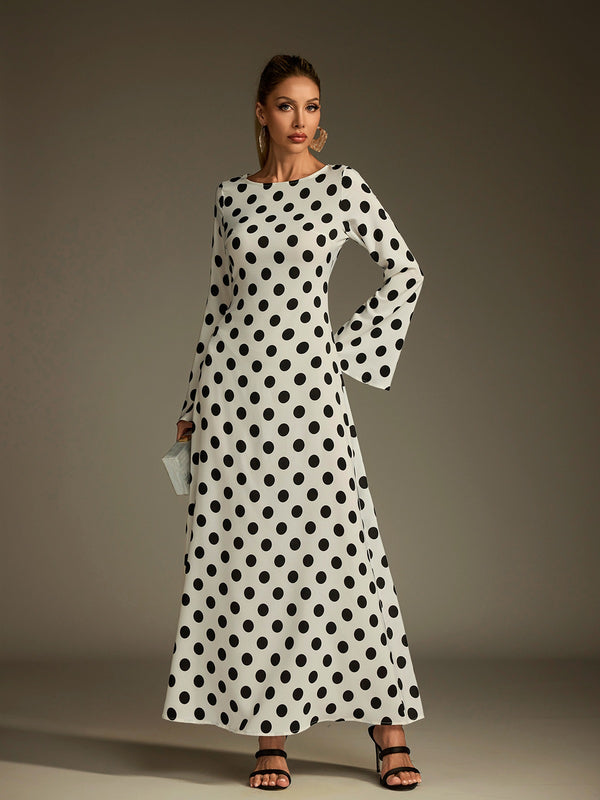 Lucero Flare Sleeve Dot Maxi Dress