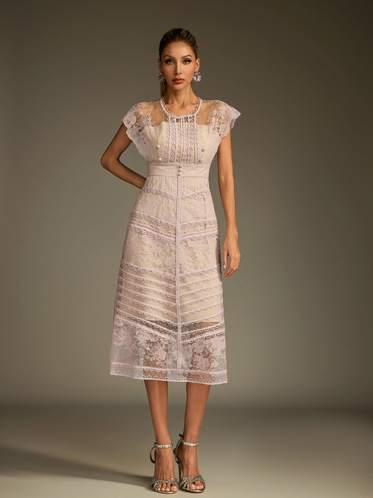 Lucifer Lace Embroidered Midi Dress – Mew Mews