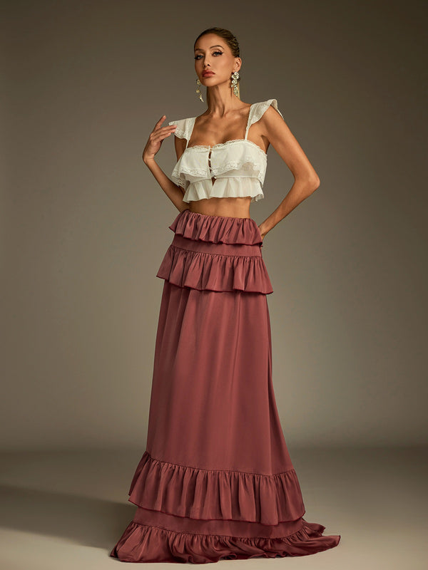 Lucilius Lace Ruched Skirt Set