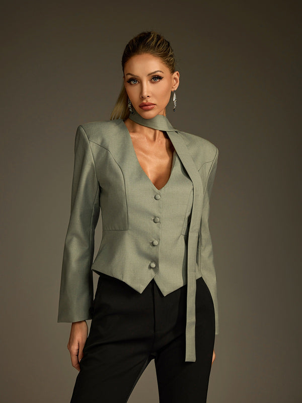 Lucrece V Neck Scarf Blazer