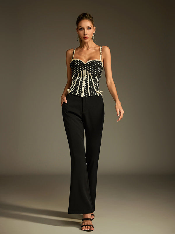 Lucretia Spaghetti Dot Bow Top