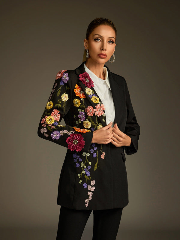 Ludmila Flower Embroidered Blazer