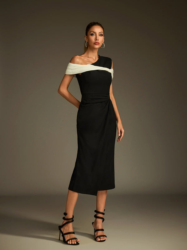 Luigi One Shoulder Twisted Midi Dress