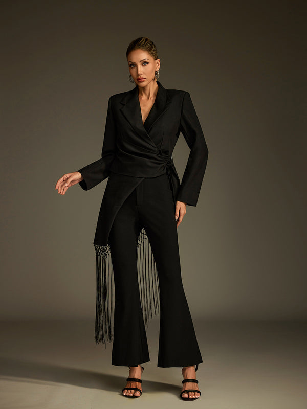 Luken Asymmetric Fringe Blazer